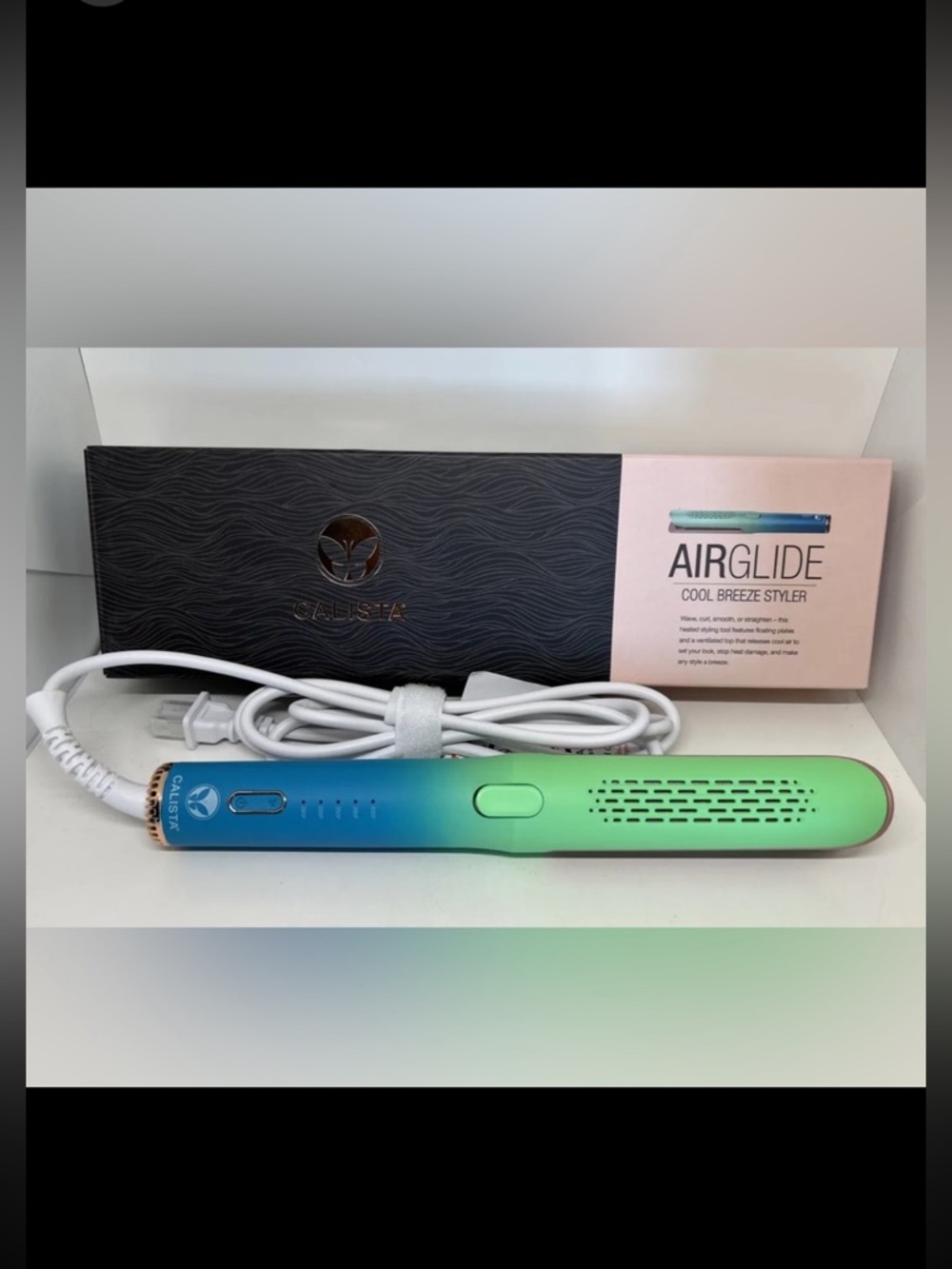 Calista AirGlide Cool Breeze Styler Iron Curl Straighten Bluewater Green Blue